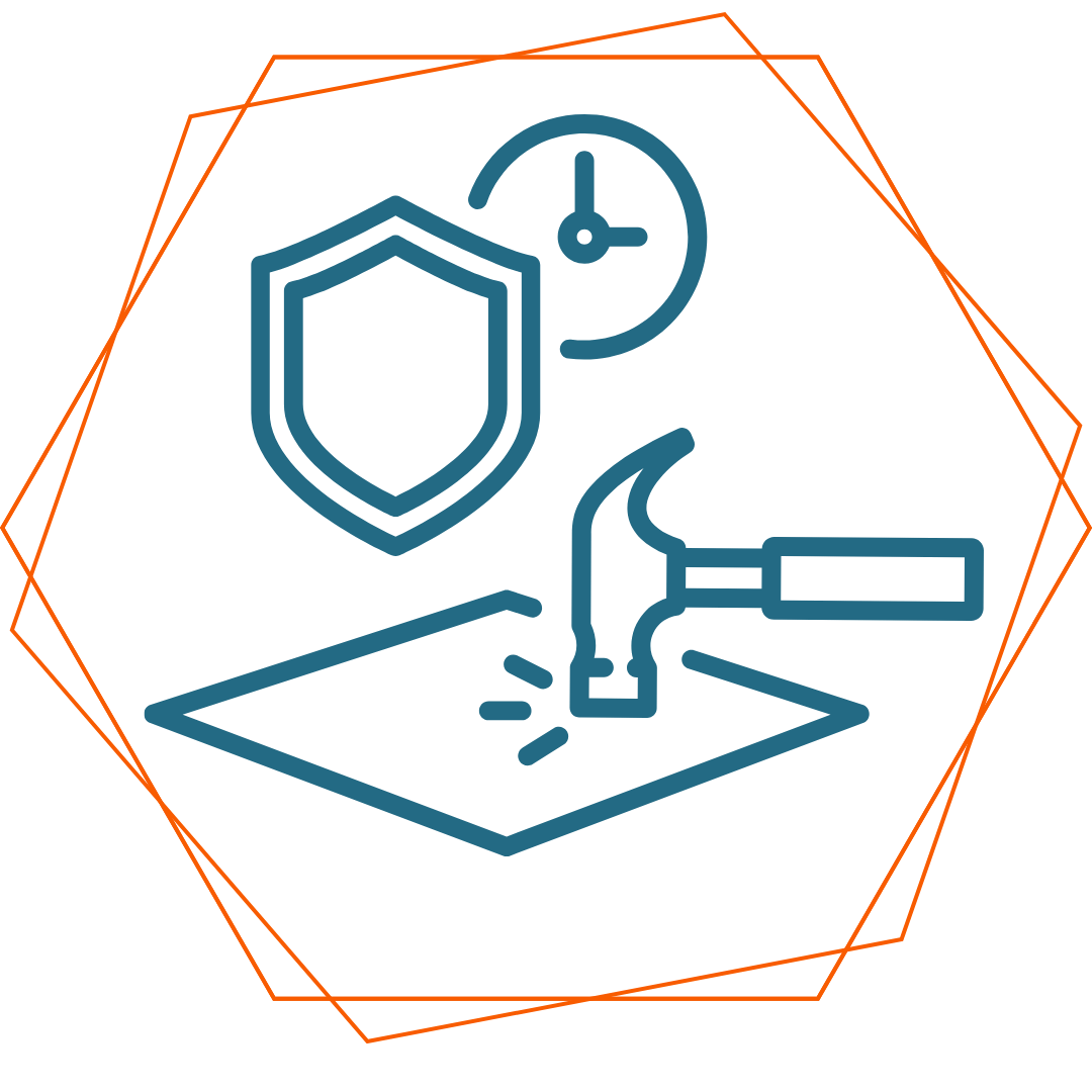 Tool and shield with clock icon